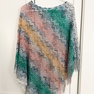 Missoni Chevron Print Fringe Poncho